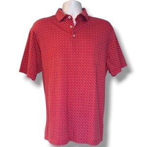 Cremieux Classics Polo Shirt Men’s L Red Nautical Sailboat Print 100% Cotton